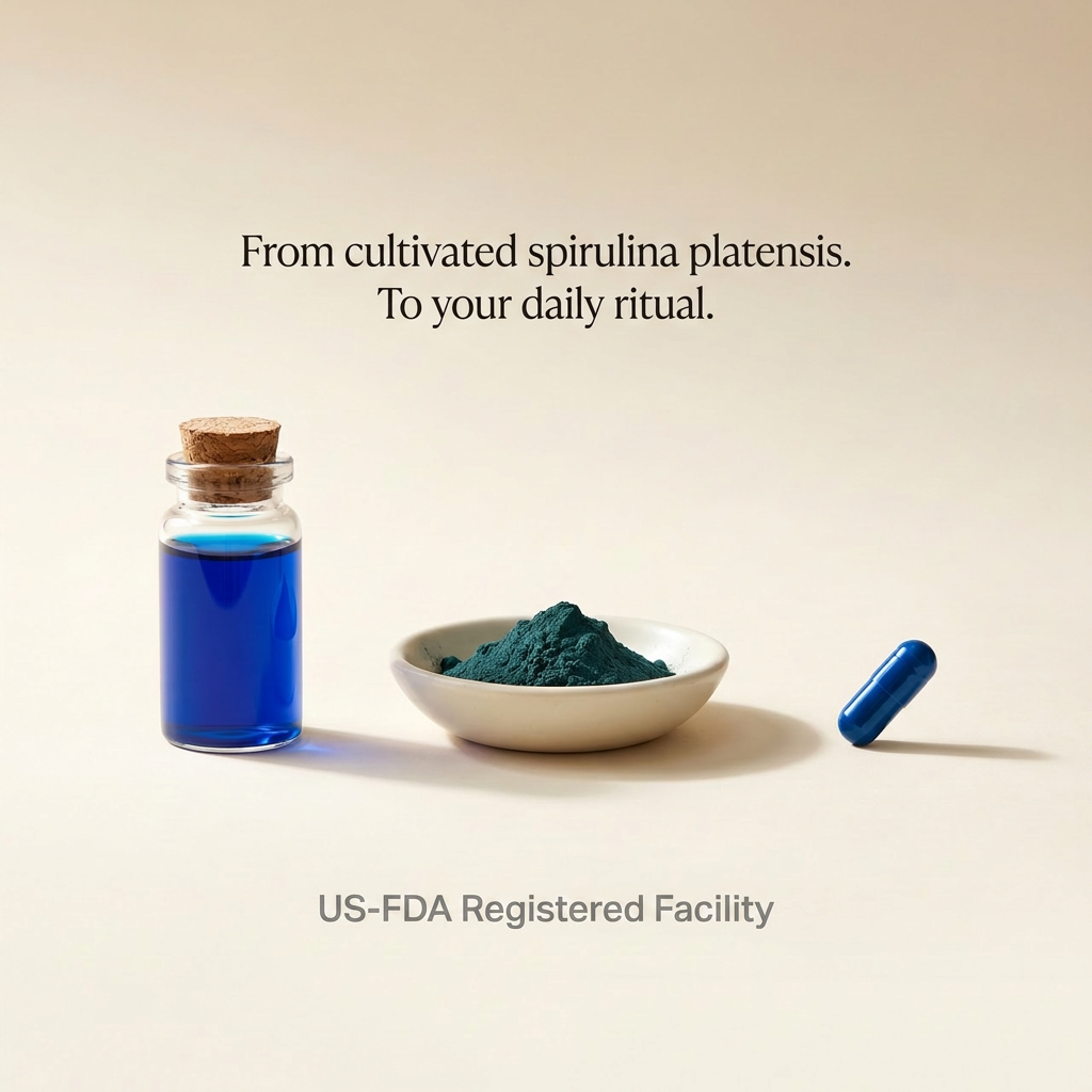 POPURAL Blue Spirulina Phycocyanin Capsules 250mg, Vegan, 60 Count